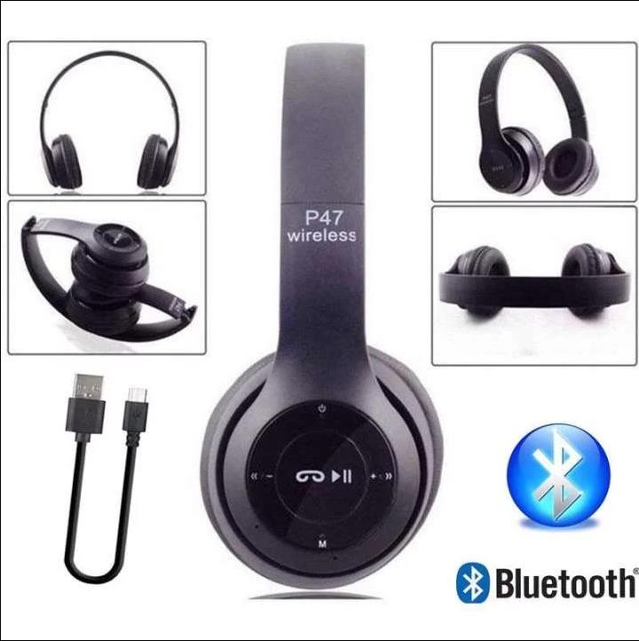 P47 Bluetooth Foldable Headphone with shocking bass