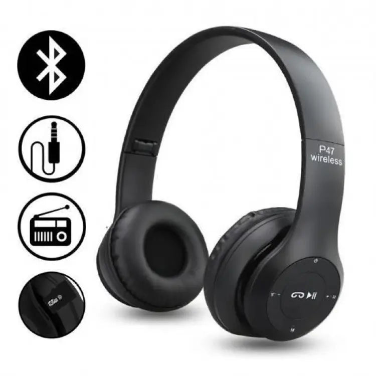 P47 Bluetooth Foldable Headphone with shocking bass