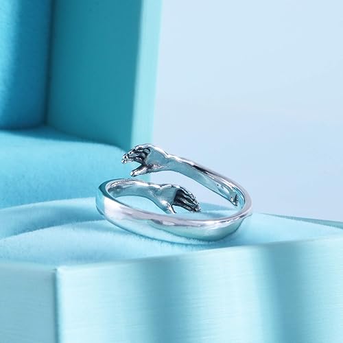 I Love You Engraved Hug Ring Sterling Silver Adjustable Hugging Hand Ring